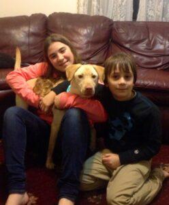 Roo at her forever home with her brother and sister