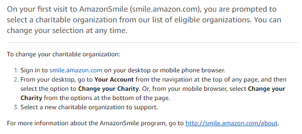 AmazonSmile instructions