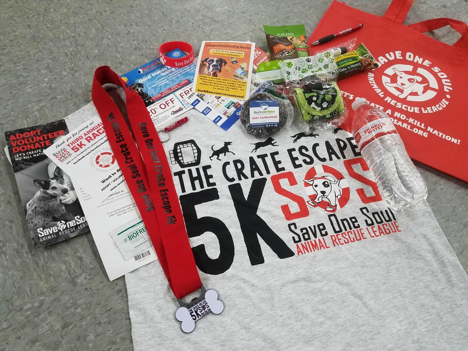 Goodie Bags The Crate Escape 5K 2023 - Save One Soul Animal Rescue League RI